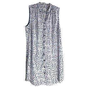 Cabi Women's Camilla Animal Print Shirt Dress Style 5233 Blue White XL Button Up